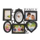 Часы настенные, серия: Фото, "Family Love", 5 фоторамок, черные, 38х54 см, микс: 
