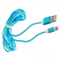 Кабель RITMIX RCC-311, MicroUSB-USB, тканевая оплетка, 1.5 м, голубой: 