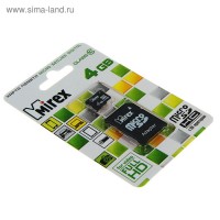 Флеш карта microSD Mirex 4 Gb, class 10, с адаптером: 