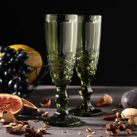 Набор бокалов для шампанского Magistro «Ла-Манш», 160 мл, 7?20 см, 2 шт, цвет зелёный: 