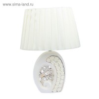 Лампа настольная керамика "Незабудки" белая с золотистым тиснением: 