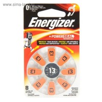 Батарейка цинковая Energizer, A13 (PR48)-8BL, для слуховых аппаратов, 1.4В, блистер, 8 шт.: 