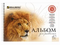 Альбомы для рисования А4 40 л., гребень, обложка картон, BRAUBERG, 205х290 мм, "Хищники": есть 10 шт