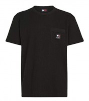 Men's Black Tjm Reg Waffle Pocket Tee Tommy Jeans DM0DM18651-BDS: Хлопковая смесь с вафельной текстурой, круглый вырез горловины, один накладной карман на груди, нашивка с логотипом Tommy Jeans на кармане, обычная посадка, слегка заниженные плечи, размер M. Покупайте тот размер, который вы обычно носите