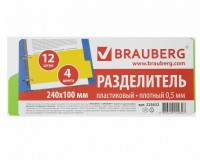 Разделитель пластиковый (полосы 100х240 мм), 12 листов, без индексации, по цветам,: есть 10 шт