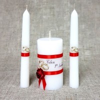 Набор свадебных свечей "Совет да любовь с розой"красный:родительские 1,8х15см;очаг 5х9,5см: 