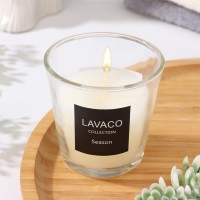 Свеча ароматическая в стакане "Lavaco", жасмин, белая, 7,5х7,5 см: 