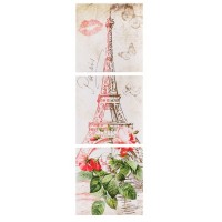 Модульная картина "Романтичный Париж" 111х37 см (3 - 37х37см): 