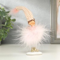 Сувенир полистоун "Ангелочек-малышка в розовой пуховой юбке" МИКС 22х4х5 см: 