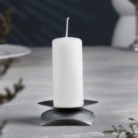 Подсвечник "Кварта Н" металл на одну свечу, 9,5х3 см, серебро: 