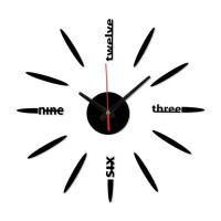 Часы-наклейка, серия: DIY, "Лучи", плавный ход, d-40 см, черные: 