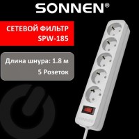 Сетевой фильтр SONNEN SPW-185, 5 розеток с заземлением, выключатель, 10 А, 1,8 м, белый, 513653: Цвет: Высококачественный сетевой фильтр SONNEN SPW-185 – это простой, удобный и экономный вариант защиты электроприборов от негативных последствий перепадов напряжения. Устройство обеспечит бесперебойную работу любых электроприборов.
: SONNEN
: Китай
2