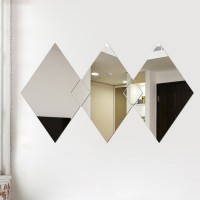 Наклейки интерьерные "Ромбы", зеркальные, декор настенный, панно 60 х 35 см, 5 эл: 
