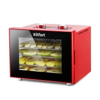 Сушилка для овощей и фруктов Kitfort КТ-1915-2, 340 Вт, 4 яруса, 230х180 мм, красная: 