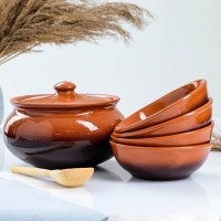 Набор посуды "Вятская керамика" 2,5л + 4х0,5л + ложка, традиционный: 