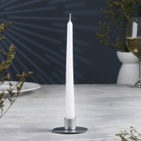 Подсвечник "Круг" металл на одну свечу, 7х3 см, серебро: 