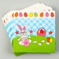 Салфетки бумажные «Белый кролик» с розовым бантиком, 33х33 см, набор 20 шт.: 