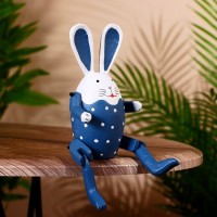 Сувенир "Кролик" висячие лапки, дерево 20 см, синий: 