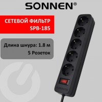 Сетевой фильтр SONNEN SPB-185, 5 розеток с заземлением, выключатель, 10 А, 1,8 м, черный, 513656: Цвет: Высококачественный сетевой фильтр SONNEN SPB-185 – это простой, удобный и экономный вариант защиты электроприборов от негативных последствий перепадов напряжения. Устройство обеспечит бесперебойную работу любых электроприборов.
: SONNEN
: Китай
2