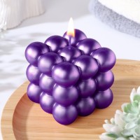 Свеча фигурная "Баблс" большой куб, 5х5х5 см, фиолетовый: 