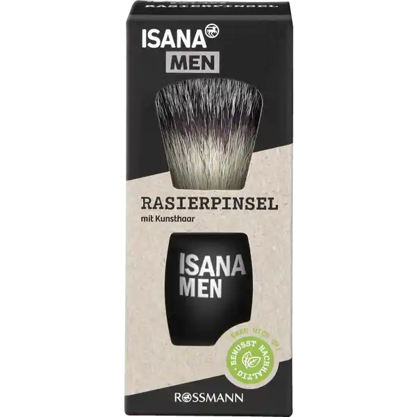 ISANA MEN Premium Rasierpinsel Kunsthaar: Цвет: https://www.rossmann.de/de/pflege-und-duft-isana-men-premium-rasierpinsel-kunsthaar/p/4305615757353
Produktbeschreibung und details ISANA MEN RASIERPINSEL KUNSTHAAR schumt Rasiergel creme oder seife optimal auf besonders sanft zur Haut fr ein schnelles und groflchiges Auftragen optimales Anpassen an die Gesichtskonturen fr ein perfektes Rasurergebnis vegan Kontaktdaten Dirk Rossmann GmbH Isernhgener Strae   Burgwedel Anwendung und Gebrauch vor dem ersten Gebrauch mit warmem Seifenwasser auswaschen das Gesicht ohne Druck in Kreisbewegungen einschumen mit warmem Wasser aussplen