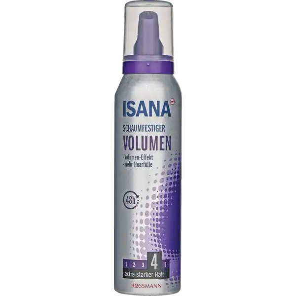 ISANA Schaumfestiger Volumen: Цвет: Produktbeschreibung und details ISANA Schaumfestiger Volumen mit UVFilter zaubert mit der ultimativen VolumenStylingFormel sichtbar mehr Flle in das Haar und sorgt fr einen lebendigen Schwung den ganzen Tag  fr brillant und umwerfend gestylte Frisuren bis zu h lang ohne dabei zu verkleben und zu beschweren Leicht auszubrsten ohne RckstndeHautvertrglichkeit dermatologisch getestet vegan Kontaktdaten Dirk Rossmann GmbH Isernhgener Str   Burgwedel wwwrossmannde      Testurteile Qualittssiegel ampamp Verbandszeichen Anwendung und Gebrauch Vor Gebrauch Dose schtteln und Sprhkopf senkrecht nach untenhalten Eine ausreichende Menge Schaum im trockenen oder feuchten Haarverteilen und nach Wunsch stylen Fr mehr Volumen Schaum in den Haaransatz einarbeiten und trocken fhnen Fhnwrme verstrkt den Effekt Fr ein optimales StylingErgebnis fixieren Sie Ihr Haar mit ISANA HAARSPRAY oder HAARLACK Inhaltsstoffe AQUA BUTANE PROPANE ACRYLATES COPOLYMER POLYQUATERNIUM POLYQUATERNIUM AMINOMETHYL PROPANOL COCAMIDOPROPYL BETAINE PANTHENOL ETHYLHEXYL SALICYLATE PHENOXYETHANOL PHENYLPROPANOL CAPRYLYL GLYCOL PROPANEDIOL SODIUM LAURYL SULFATE POLYSORBATE  TOCOPHEROL PARFUM CITRONELLOL HEXYL CINNAMAL LINALOOL Warnhinweise und wichtige Hinweise Warnhinweise GEFAHR Extrem entzndbares Aerosol Behlter steht unter Druck kann beiErwrmung bersten Von Hitze heien Oberflchen Funken offenen Flammen und anderen Zndquellen fernhalten Nicht rauchen Nicht gegen offene Flamme oder andere Zndquelle sprhen Nicht durchstechen oder verbrennen auch nicht nach Gebrauch Vor Sonnenbestrahlung schtzen Nicht Temperaturen ber  C  F aussetzen Darf nicht in die Hnde von Kindern gelangen Nicht in die Augensprhen
https://www.rossmann.de/de/pflege-und-duft-isana-schaumfestiger-volumen/p/4305615630113