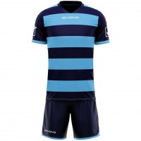 Givova Rugby Kit Jersey with Shorts navy/light blue: Цвет: Brand: Givova Material: 100% polyester Brand logo sewn under the collar, on both shoulders and on both sides of the trouser legs elastic, ribbed V-neck Short sleeve elastic, ribbed arm cuffs Elastic waistband with inner cord Mesh inserts for optimal air circulation without inner net lining without side pockets regular fit NEW, with label &amp; original packaging
https://www.sportspar.com/givova-rugby-kit-jersey-with-shorts-navy/light-blue