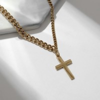 Кулон XUPING крестик, цвет белый в золоте, 40 см: 