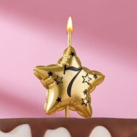 Свеча в торт на шпажке "Воздушная звездочка", цифра 7, 3,5 см, золото: 