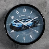 Часы настенные, серия: Интерьер, "Гоночный автомобиль", d-22.5 см, синий: 