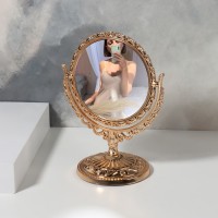 Зеркало настольное «Круг», двустороннее, с увеличением, d зеркальной поверхности 10 см, цвет бронзовый: 