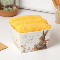 Набор полотенец Этель "Кролик с цветами" 35х50 см - 3 шт, 100% хл, махра 340 г/м2: 