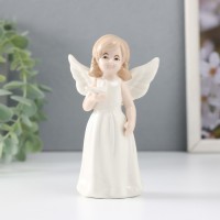 Сувенир керамика "Девочка-ангел с белой голубкой в руке" 11,7х7х4 см: 
