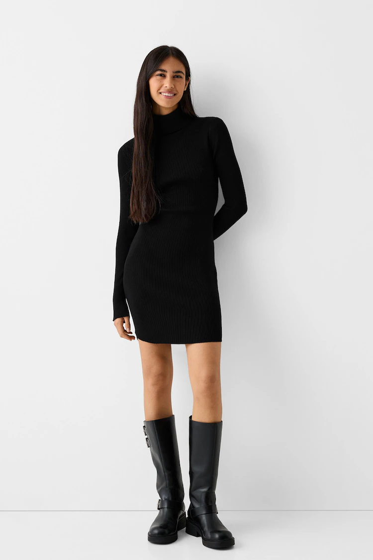 Платье Bershka: https://www.bershka.com/de/mini-strickkleid-mit-langen-%C3%A4rmeln-und-rollkragen-c0p152044189.html?colorId=800