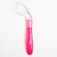 Ложка детская силиконовая «Изогнутая» для кормления, от 5 мес., цвет розовый: 