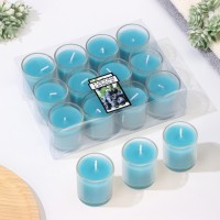 Набор свечей ароматических в стакане "Черника", 12 шт, голубые, 4,5х5 см: 