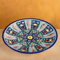 Ляган Риштанская Керамика "Цветы", 33 см, синий: 