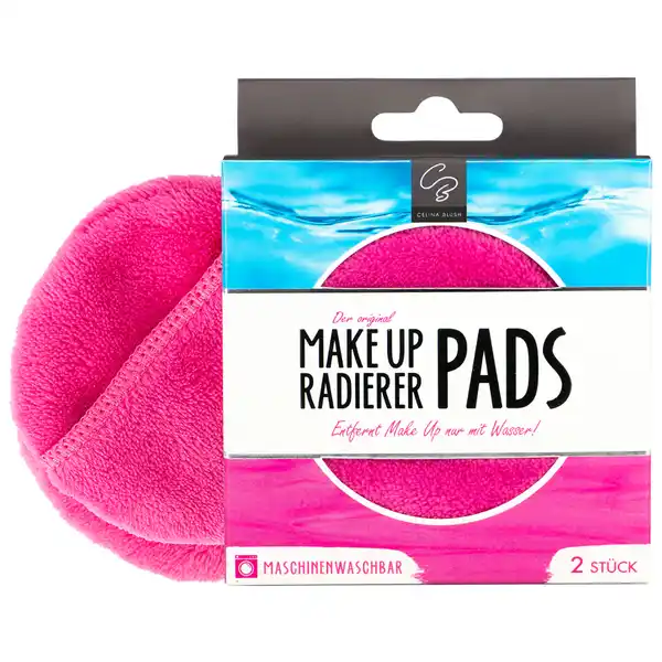 Celina Blush 2er Set Der Original MakeUp Radierer Pads pink: Цвет: Produktbeschreibung und details Mit dem original MakeUp Radierer entfernst du selbst wasserfestes MakeUp und Mascara in Sekundenschnelle Und das ganz ohne Chemie und Reinigungsprodukte sondern nur mit Wasser Der Trick liegt in den superfeinen Fasern die speziell fr die Bedrfnisse der zarten Gesichtshaut konzipiert wurden Die sind nmlich so fein dass sie deine Haut schonend und effektiv ausreinigen Dank der besonderen Struktur werden gleichzeitig Talg und Schuppen entfernt Ein echter Umweltfreund und MustHave fr jeden TravelProfi Das Ergebnis Eine strahlend zarte und porentief reine Haut NACHHALTIG ampamp GNSTIG Bei C waschen und immer wieder benutzen UMWELTFREUND Nie wieder Plastik Chemie und Baumwollmll Energiekostensparend OHNE TIERLEID Die  vegane Reinigungsalternative DERMATOLOGISCH BESTTIGT quotSehr gute Hautvertrglichkeitquot ULTRA SENSIBEL AUCH FR ALERGIKER Supersanfte Reinigungswirkung ohne Chemie BEUGT UNREINHEITEN EFFEKTIV VOR Entfernt gleichzeitig Fett Schmutz und Schuppen TRAVEL PROFI Kein Auslaufen keine schweren und sperrigen Produkte mehr ENTFERNT SOGAR MASKEN Selbst die glitschigsten ohne Mhe und spielend leicht Kontaktdaten Celina Blush GmbH Borsigstrae A  Isernhagen wwwmakeupradiererde UrsprungslandHerkunftsort China Anwendung und Gebrauch Die Reinigung mit dem MakeUp Radierer ist spielend einfach und das Beste In nur einer Minute bist du abgeschminkt gepeelt und porentief rein  Mache deinen MakeUp Radierer mit warmem Wasser grozgig nass und wringe ihn leicht aus sodass nichts tropft  Mit der flauschigen Seite streifst du ganz sanft ber dein Gesicht und entfernst dein Makeup  Anschlieend stlpst du das PAD um und wiederholst den Vorgang mit der superflauschigen Seite fr ein sanftes Peeling und Finishing Tipp Die beiden Seiten lassen sich nass nicht mehr so gut unterscheiden Die superflauschige Seite ist immer die mit dem eingenhten Aufhnger Warnhinweise und wichtige Hinweise Warnhinweise Jedes PAD ist fr eine Anwendung ausgelegt und sollte dann fr eine optimale Hygiene bei C in der Waschmaschine gewaschen werden Bitte keinen Weichspler nutzen nicht bleichen und nicht in den Wschetrockner oder ber Heizkrper legen
https://www.rossmann.de/de/make-up-celina-blush-2er-set-der-original-makeup-radierer-pads-pink/p/4260519422496