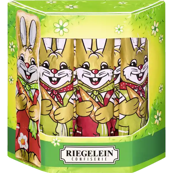 RIEGELEIN Massiv-Osterhasen: Цвет: Produktbeschreibung und details  einzeln gewickelte flache Osterhasen aus massiver VollmilchSchokolade Lebensmittelunternehmer Name RIEGELEIN Adresse D Cadolzburg D Oderwitz wwwriegeleinde Testurteile Qualittssiegel ampamp Verbandszeichen Rechtlich vorgeschriebene Produktbezeichnung VollmilchSchokolade Kakao   mindestens Zutaten Zucker Kakaobutter VOLLMILCHPULVER  Kakaomasse SSSMOLKENPULVER  Emulgator SOJALECITHINE  Bourbon Vanilleextrakt Kann Spuren von HASELNSSEN und ERDNSSEN enthalten Nhrwerte Durchschnittliche Nhrwertangaben pro  g Energie  kj   kcal Fett  g davon  gesttigte Fettsuren  g Kohlenhydrate  g davon  Zucker  g Eiwei  g Salz  g Gebrauch Aufbewahrung und Verwendung Aufbewahrungs und Verwendungsbedingungen Khl und trocken lagern
https://www.rossmann.de/de/lebensmittel-riegelein-massiv-osterhasen/p/4013900972717