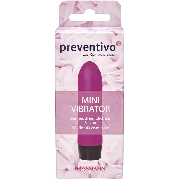 preventivo Mini-Vibrator: Цвет: Produktbeschreibung und details Preventivo MiniVibrator Der preventivo MiniVibrator ist der perfekte EinsteigerVibrator Er bezaubert durch sein stilvolles Design und seine ergonomische Form Durch seine unauffllige Gre findet er in jeder Handtasche Platz und ist somit berall einsetzbar Er liegt angenehm leicht in der Hand und ist durch die intelligente EintastenBedienung super leicht zu bedienen Seine samtweiche Silikonoberflche erzeugt ein wohliges Hautgefhl ist geruchsneutral hautfreundlich und lsst sich spielend leicht reinigen Mit seiner schlanken Spitze ist er perfekt geformt fr die punktuelle Massage Die Stufeneinstellung verwhnt von angenehm sanft bis intensiv kraftvoll und wird abgerundet durch sieben zustzliche IntervallProgramme Dabei ist er unauffllig leise Er ist spritzwassergeschtzt und eine wohltuende Abwechslung fr die Partnermassage  ein wahres Multitalent mit  Intervallstufen aus hautfreundlichem Silikon spritzwassergeschtzt phthalatfrei Batteriebedarf x AAA nicht im Lieferumfang enthalten Farbe Lila Kontaktdaten Dirk Rossmann GmbH Isernhgener Strae   Burgwedel UrsprungslandHerkunftsort EU Hinweise zur Elektrogerte und Batterieentsorgung Hinweise zur Entsorgung von Elektrogerten und Batterien httpswwwrossmanndedeserviceundhilfeelektrogesetzbatteriegesetz
https://www.rossmann.de/de/gesundheit-preventivo-mini-vibrator/p/4305615494401