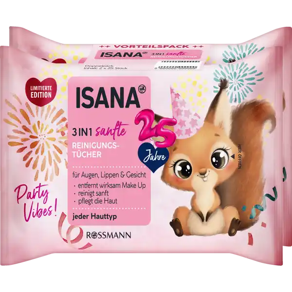 ISANA in sanfte Reinigungstcher: Цвет: https://www.rossmann.de/de/pflege-und-duft-isana-3in1-sanfte-reinigungstuecher/p/4305615975719
Produktbeschreibung und details fr Augen Lippen und Gesicht entfernt wirksam Makeup reinigt sanft pflegt die Haut Kontaktdaten Dirk Rossmann GmbH Isernhgener Strae   Burgwedel wwwrossmannde Anwendung und Gebrauch Ein Tuch aus der Packung nehmen vollstndig auseinanderfalten und damit ber Augen Gesicht und Hals streichen bis alle Rckstnde entfernt sind Nach der Entnahme das Klebeetikett wieder gut verschlieen Inhaltsstoffe Aqua Propylene Glycol Aloe Barbadensis Leaf Juice Glycerin Ethylhexylglycerin Cocamidopropyl Betaine Polyglyceryl Caprate Citric Acid Sodium Chloride Phenoxyethanol Dehydroacetic Acid Potassium Sorbate Sodium Benzoate Parfum