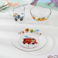 Набор стеклянной детской посуды «Спецтехника», 3 предмета: 