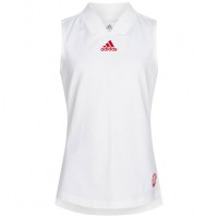 adidas Q3 Match Girl Tennis T-shirt GE4818: Цвет: https://www.sportspar.com/adidas-q3-match-girl-tennis-t-shirt-ge4818
Brand: adidas Front Material: 83% polyester (Recycled), 17% elastane Back material: 100% polyester (recycled) Brand logo gummed in the middle of the chest with the team logo on the left above the hem Primegreen - high-performance fabric made from at least 50% recycled materials regular fit V-neck with elasticated ribbed waistband without sleeves fitted cut side slits for optimal fit subtle stripe pattern on the back elastic material smooth skin feeling pleasant wearing comfort NEW, with tags &amp; original packaging