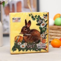 Салфетки бумажные New line «Пасхальный кролик», 2 слоя, 33*33 см, 20 шт.: 