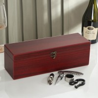 Набор для вина Доляна, 6 предметов: кейс для бутылки, каплеуловитель, штопор, пробка, кольцо, нож для фольги: 