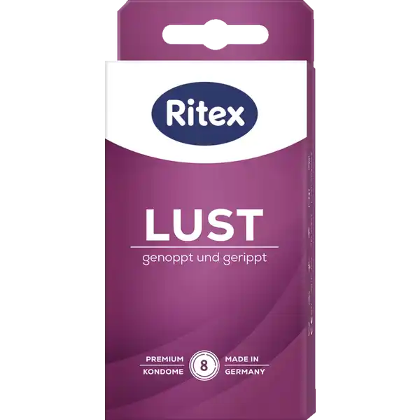 Ritex Lust Kondome: Цвет: Produktbeschreibung und details GENOPPT UND GERIPPT Zustzliche Stimulation fr beide Partner Mit Ritex Perfect Form Ritex LUST Kondome stimulieren mit ihrer speziellen Noppen und Rippenstruktur beide Partner Sie geniet die ausgeprgten weichen Noppen und Rippen Er erlebt besonders intensive Gefhle durch die spezielle Ritex Perfect Form Ritex Perfect Form Volume Zone Mehr Platz wo er gebraucht wird Fr ein natrliches Gefhl Contact Zone Fr intensiven Hautkontakt Roll Zone Fr noch leichteres Abrollen Besonderes Waschverfahren  Angenehmer Geruch Dermatologisch getestet  Sehr gute Hautvertrglichkeit Premium Qualitt  Made in Germany Kontaktdaten Ritex GmbH  Bielefeld Germany wwwritexde UrsprungslandHerkunftsort Deutschland Anwendung und Gebrauch Jedes Kondom nur einmal verwenden Nie gemeinsam mit l oder fetthaltigen Gleitmitteln verwenden Bitte beachten Sie die ausfhrlichen Hinweise auf dem Beipackzettel Gebrauch Aufbewahrung und Verwendung Aufbewahrungs und Verwendungsbedingungen Khl trocken und vor direkter Sonneneinstrahlung geschtzt lagern Inhaltsstoffe Naturkautschuklatex Gleitmittel Dimeticon Warnhinweise und wichtige Hinweise Warnhinweise Ritex Kondome sind fr die Anwendung beim vaginalen Geschlechtsverkehr bestimmte Medizinprodukte zur Empfngnisverhtung und zum lokalen Infektionsschutz Bei nicht vaginaler Anwendung ist das Risiko des Abrutschens oder der Beschdigung hher Keine Verhtungsmethode kann einen igen Schutz vor Schwangerschaft und Infektionen garantieren Konformittserklrung Konformittserklrung Laden Sie das Dokument zum Produkt als PDF herunter
https://www.rossmann.de/de/gesundheit-ritex-lust-kondome/p/4001669408035