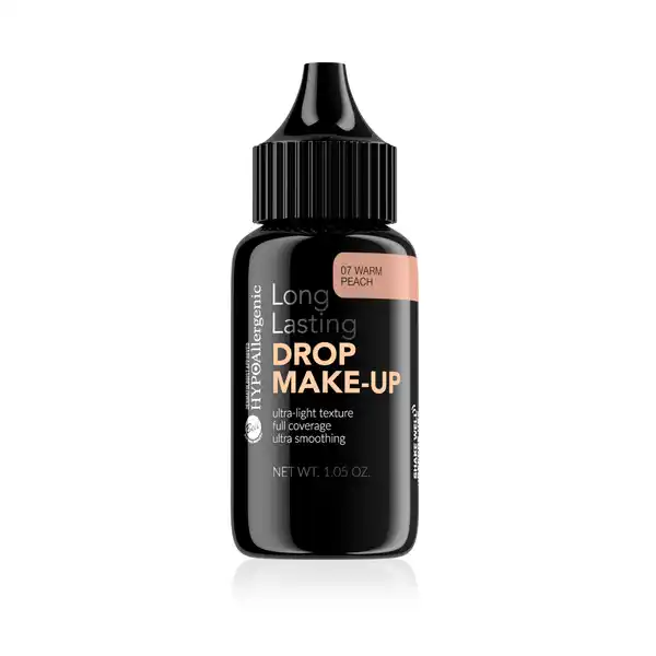 HYPOAllergenic Long Lasting Drop Make-Up: Цвет: Produktbeschreibung und details Starke Deckkraft und bemerkenswerte Haltbarkeit Die ultra leichte Formel glttet optisch feine Falten und hinterlsst ein natrliches Finish ohne die Haut auszutrocknen Das Formulierung enthlt pflegende Inhaltsstoffe natrlichen Ursprungs Meereswasser ist reich an Mineralien Krbiskernextrakt hat eine beruhigende Wirkung auf die Haut Fr die tgliche Anwendung geeignet Veganes Produkt Dermatologisch getestet Geeignet fr Personen mit empfindlicher und zu Allergie neigender Haut Kontaktdaten Bell PPHU ul Graniczna  G  Jzefw Poland UrsprungslandHerkunftsort Polen Anwendung und Gebrauch Das Produkt vor dem Gebrauch schtteln Ein paar Tropfen auf das Gesicht auftragen und mit den Fingern einem Schwamm oder einem Pinsel gut verblenden Bereits eine dnne Schicht reicht fr die abdeckende Wirkung Gebrauch Aufbewahrung und Verwendung Aufbewahrungs und Verwendungsbedingungen Produkt nur zu ueren Anwendung Nach Gebrauch gut verschlieen Verndert das Produkt das Aussehen den Geruch oder die Konsistenz Anwendung unterbrechen Treten Reizungen aus brechen Sie die Anwendung ab und konsultieren Sie Ihren Arzt Inhaltsstoffe Aqua Water Cyclopentasiloxane Cyclohexasiloxane PEG Dimethicone Aluminum Starch Octenylsuccinate Propylene Glycol Maris Aqua Sea Water Disteardimonium Hectorite Polymethylsilsesquioxane Cetyl PEGPPG Dimethicone Polysorbate  Cucurbita Pepo Pumpkin Seed Extract Dimethicone Crosspolymer DimethiconeVinyl Dimethicone Crosspolymer Dimethiconol Ethylhexylglycerin Trimethoxycaprylylsilane Citric Acid Tocopherol Pentaerythrityl Tetraditbutyl Hydroxyhydrocinnamate Phenoxyethanol Potassium Sorbate CI  CI  CI  Iron Oxides CI  Titanium Dioxide
https://www.rossmann.de/de/make-up-hypoallergenic-long-lasting-drop-make-up/p/5902082534099