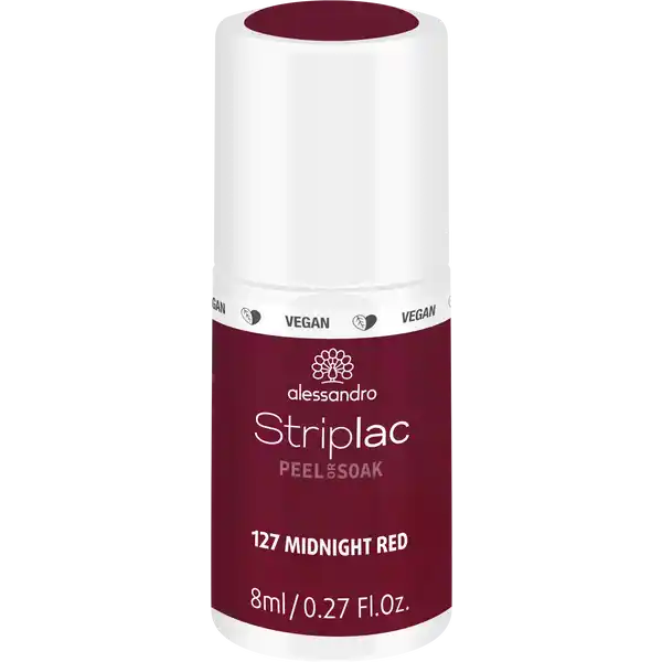 Alessandro STRIPLAC PEEL OR SOAK MIDNIGHT RED -VEGAN: Цвет: Produktbeschreibung und details Das dunkle Weinrot Midnight Red verfhrt zu Sommernachtstrumen  Eleganz pur mit dem Peel or Soak Striplac von alessandroDas Beste STRIPLAC ist VEGAN und TIERVERSUCHSFREILeichtes Auftragen keine Trocknungszeit und bis zu  Wochen Haltbarkeit Kein Problem Einfach eine Schicht Midnight Red Striplac auftragen und mit dem Top Coat versiegeln Dank der Peel or Soak Innovation lsst sich der Lack gleich auf zwei Weisen entfernen Mit dem PeelOff Aktivator kann der Lack mit Hilfe eines Hufstbchens in einer Schicht entfernt werden mit dem SoakOff Liquid wird dieser mit Hilfe der Folienpads sanft abgelst alessandro Striplac  fr pure Eleganz auf den Ngeln in nur  MinutenProduktdetails Midnight Red Striplac in Weinrot Bis zu  Wochen Haltbarkeit Keine Trocknungszeit Schnelle PeelOff oder SoakOff Ablsung Schtzt und festigt den Naturnagel VEGAN und Tierversuchsfrei Hinweis Lack trocknet nicht ohne alessandro LEDLampeSchluss mit lstiger Trocknungszeit Farblack auftragen  Sekunden unter LED aushrten mit dem Top Coat versiegeln und weitere  Sekunden unter LED trocknen  fr ideale Ngel in  MinutenStriplac Peel or Soak ist das MustHave fr jede Frau die Wert auf schne Ngel legt Ngel wie aus dem Nagelstudio in etwa  Minuten Striplac ist ein einzigartiger Nagellack der wesentlich lnger hlt als herkmmlicher Nagellack  bis zu drei Wochen Hochglanz bis zum letzten Tag Striplac kann einfach und streifenfrei aufgetragen werden deckt bereits nach der ersten Anwendung ist kratz und splitterfest Keine lstige Trockenzeit denn Striplac hrtet in  Sekunden im LEDGert Das Ergebnis ist eine perfekte UVLEDManikre wie aus dem Nagelstudio Das Beste STRIPLAC ist VEGAN und TIERVERSUCHSFREIZum schnellen Ablsen gibt es zwei Mglichkeiten Schnelle PeelOff or SoakOff Lsung Durch den PeelOff Aktivator lsst sich der Striplac einfach vom Nagel abziehen oder Sie nutzen die SoakOff Remover Wraps zum Ablsen Der Lack ist mit beiden Lsungen rckstandslos zu entfernen Kontaktdaten alessandro International GmbH Erkrather Strae a  Dsseldorf Anwendung und Gebrauch Ngel polieren Ngel mit einer dnnen Farbschicht lackieren Lack fr  Sekunden unter der LEDLampe aushrten Ngel mit dem Striplac Top Coat lackieren  Unter der LEDLampe  Sekunden aushrten Entfetten der Ngel mit den Striplac Reinigungspads um die Schwitzschicht abzunehmen Fertig Ablsen Peel off Tragen Sie zur Untersttzung den Striplac Peel Off Aktivator auf die Nagelplatte auf und lassen Sie diesen einige Minuten einwirken Drcken Sie mit dem Hufstbchen den Lack seitlich vom Nagelrand an Ziehen Sie anschlieend den Lack in einer Schicht vom Nagel ab Soak off Tragen Sie eine geringe Menge des SoakOff Liquid auf die Folienpads auf Anschlieend legen Sie die getrnkte Padseite auf die Nagelplatte und pressen die Folie fest um den Finger damit die Pads die Nagelplatte mit Aceton befeuchten Lassen Sie die SoakOff Pads  Minuten einwirken und schon ist der Lack ab Gebrauch Aufbewahrung und Verwendung Aufbewahrungs und Verwendungsbedingungen WARNHINWEIS Hautkontakt vermeiden Anwendungshinweise bitte sorgfltig lesen Kann allergischeHautreaktionen verursachen Verursacht schwere Vertzungen der Haut und schwere AugenschdenNicht bei verletzten oder entzndeten Ngeln anwenden Bei Auftreten von Hautrtungen oder allergischenReaktionen Kontakt mit dem Produkt sofort einstellen und ggf Arzt aufsuchen Darf nicht in dieHnde von Kindern gelangen Inhaltsstoffe ALIPHATIC POLYESTERURETHANE ACRYLATE TRIETHYLENE GLYCOL DIMETHACRYLATE HEMA MALEATE ALIPHATIC URETHANE ACRYLATE ETHYL ACETATE BUTYL ACETATE ETHYL TRIMETHYLBENZOYL PHENYLPHOSPHINATE NITROCELLULOSE SILICA DIMETHYL SILYLATE LAURYL POLYNEOPENTYL GLYCOL ADIPATE PHTALATEPEI CROSSPOLYMERLAURYL POLYNEOPENTYL GLYCOL ADIPATE ACETYL TRIBUTYL CITRATE ISOPROPYL ALCOHOL ACRYLATES COPOLYMER TRIPROPYLENE GLYCOL DIACRYLATE CI  DIMETHICONE CI  LAURIC ACID BIOTIN CAFFEINE AQUA WATER BHT PHOSPHORIC ACID POLYESTER CI  CI  HYDROLYZED CORN PROTEIN HYDROLYZED SOY PROTEIN HYDROLYZED WHEAT PROTEIN PHENOXYETHANOL MEK PHOSPHORIC ACID CI  Warnhinweise und wichtige Hinweise Warnhinweise WARNHINWEIS Hautkontakt vermeiden Anwendungshinweise bitte sorgfltig lesen Kann allergischeHautreaktionen verursachen Verursacht schwere Vertzungen der Haut und schwere AugenschdenNicht bei verletzten oder entzndeten Ngeln anwenden Bei Auftreten von Hautrtungen oder allergischenReaktionen Kontakt mit dem Produkt sofort einstellen und ggf Arzt aufsuchen Darf nicht in dieHnde von Kindern gelangen
https://www.rossmann.de/de/make-up-alessandro-striplac-peel-or-soak-midnight-red--vegan/p/4025087481272