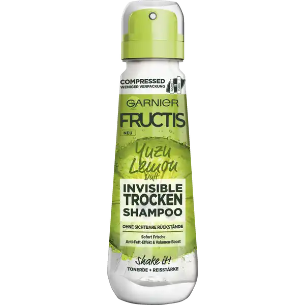 Garnier Fructis Invisible Trockenshampoo Yuzu Lemon: Цвет: Produktbeschreibung und details Du suchst schnelle Abhilfe bei fettigem plattem Haar Dann lautet die Lsung Fructis Invisible Trockenshampoo mit Yuzu Lemon Duft Dank AntiFettEffekt und VolumenBoost wird fettiges Haar sofort erfrischt und erhlt langanhaltendes Volumen Tonerde und Reisstrke werden durch Schtteln und die innovative liquidtodry Technologie zu einer flssigen Formel vereint Diese lsst sich einfach auf das Haar sprhen wo sie sofort trocknet ohne Rckstnde zu hinterlassen Durch das komprimierte Format des Trockenshampoos werden Verpackungsmaterialien und COEmissionen eingespart Die Formel ist vegan und enthlt keine Inhaltsstoffe tierischen Ursprungs Die Anwendung bentigt kein Wasser Kontaktdaten LORAL Deutschland GmbH  Geschftsbereich LOral Paris Johannstrae   Dsseldorf wwwgarnierde Anwendung und Gebrauch Das Invisible Trockenshampoo schenkt sofort erfrischte Haare und lsst sich super einfach anwenden Vor Gebrauch die SprayFlasche krftig schtteln So vermischen sich die beiden Phasen und entfalten ihre Wirkung Das Shampoo dann aus  cm Abstand gleichmig auf den Haaransatz sprhen und zwei Minuten einwirken lassen danach sanft einmassieren Abschlieend die Haare durchbrsten und stylen Das Spray in die Lngen sprhen um einen texturierten Look zu erhalten Der Inhalt reicht fr bis zu  Anwendungen Inhaltsstoffe BUTANE  ALCOHOL DENAT  ORYZA SATIVA STARCH  RICE STARCH  ISOPROPYL MYRISTATE  DICOCOYLETHYL HYDROXYETHYLMONIUM METHOSULFATE  STEARALKONIUM HECTORITE  CALCIUM CARBONATE  LIMONENE  LINALOOL  BENZYL ALCOHOL  BENZYL SALICYLATE  PROPYLENE GLYCOL  PROPYLENE CARBONATE  CITRONELLOL  CETRIMONIUM CHLORIDE  CITRAL  PARFUM  FRAGRANCE Warnhinweise und wichtige Hinweise Warnhinweise Entzndbares Aerosol Behlter steht unter Druck Kann bei Erwrmung bersten Von Hitze heien Oberflchen Funken offenen Flammen und anderen Zndquellen fernhalten Nicht rauchen Nicht gegen offene Flamme oder andere Zndquelle sprhen Nicht durchstechen oder verbrennen auch nicht nach Gebrauch Vor Sonnenbestrahlung schtzen Nicht Temperaturen ber C aussetzen Darf nicht in die Hnde von Kindern gelangen Nicht in die Augen oder auf irritierte Haut sprhen Nicht absichtlich einatmen Benutzung ausschlielich gem Verwendungszweck Nicht in einem schlecht belfteten Raum benutzen Nur entleerte Dosen in die Wertstoffsammlung geben
https://www.rossmann.de/de/pflege-und-duft-garnier-fructis-invisible-trockenshampoo-yuzu-lemon/p/3600542232623