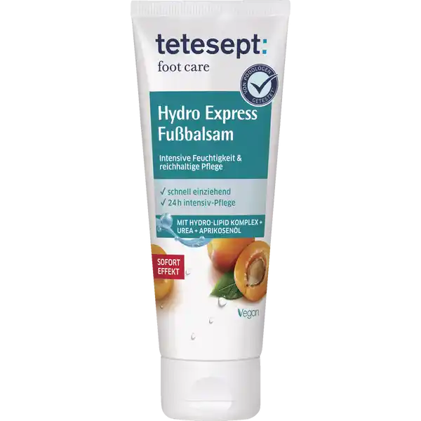 tetesept foot care Hydro Express Fubalsam: Цвет: Produktbeschreibung und details tetesept Hydro Express Fubalsam bietet intensive Fupflege dank HydroLipid Komplex und Aprikosenl ist schnell einziehend und ist der optimale Begleiter fr gepflegte Fe Fr sprbar geschmeidige Fe bereits nach der ersten Anwendung HydroLipid Komplex PflegePower fr eine intakte Hautbarriere der LipidSpender Vitamin F der Feuchtigkeitsspender hauthnliche Feuchthaltefaktoren wie Urea Aminosuren ampamp Allantoin schtzt ampamp strkt die Hautbarriere versorgt die Haut mit Feuchtigkeit ampamp Pflege Kontaktdaten tetesept pharma gmbH  Frankfurt wwwteteseptde Anwendung und Gebrauch Fubalsam nach Bedarf   tglich auf die Feauftragen und sanft einmassieren Gebrauch Aufbewahrung und Verwendung Aufbewahrungs und Verwendungsbedingungen Fr Kinder unzugnglich aufbewahren Inhaltsstoffe Aqua CaprylicCapric Triglyceride Cetearyl Alcohol Glyceryl Stearate Glycerin Glyceryl Stearate Citrate Butyrospermum Parkii Butter Prunus Armeniaca Kernel Oil Squalane Linoleic Acid Linolenic Acid Oleic Acid Urea Serine Allantoin Sodium Lactate Chondrus Crispus Powder Acacia Senegal Gum Xanthan Gum Pentylene Glycol Sorbitol Palmitic Acid Stearic Acid Tocopherol Parfum Phenoxyethanol Caprylyl Glycol Sodium Chloride Lactic Acid Sodium Hydroxide Warnhinweise und wichtige Hinweise Warnhinweise Kosmetikum zur uerlichen Anwendung Nicht in die Augen und auf Schleimhute bringen Nicht auf blutende oder infizierte Stellen auftragen
https://www.rossmann.de/de/pflege-und-duft-tetesept-foot-care-hydro-express-fussbalsam/p/4008491751513